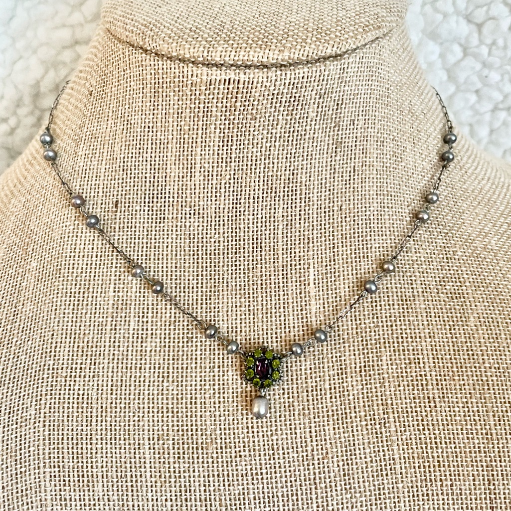 Vintage Liz Paiacios Sf Pink Swarovski Crystal Drop Necklace